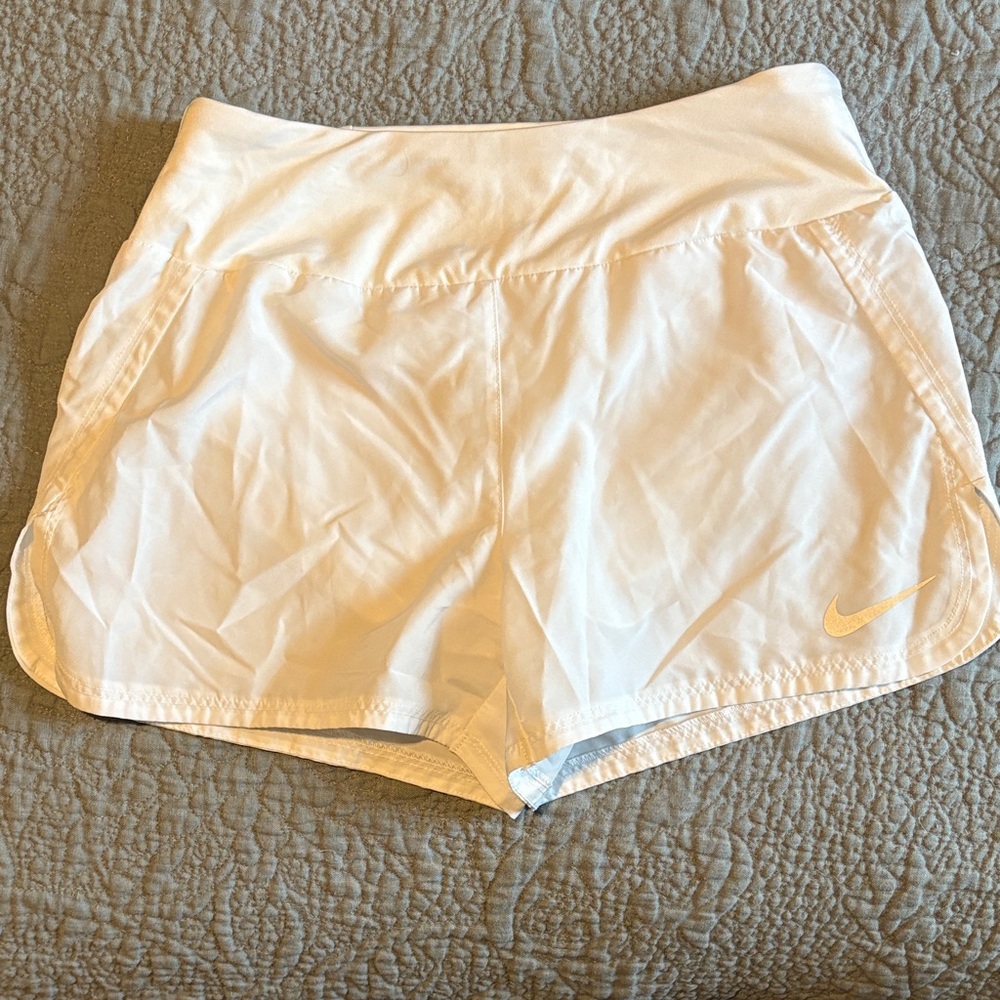 Nike Women's White and Gold Athletic Shorts